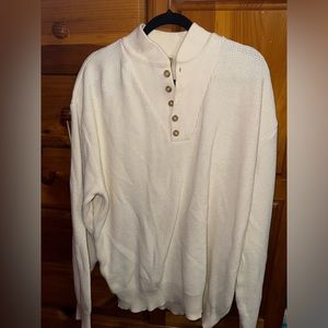 Vintage Cream L.L. Bean Henley-Style Sweater in Men’s 2XL